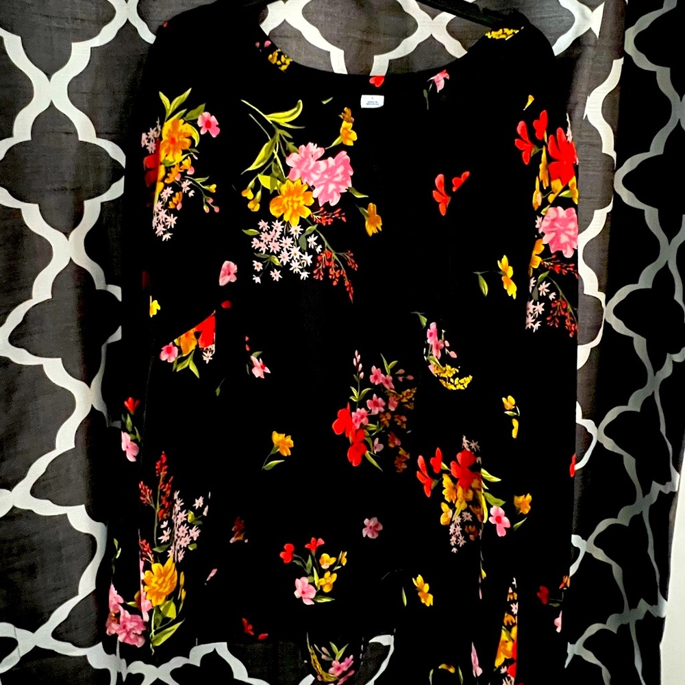 Black with floral design blouse